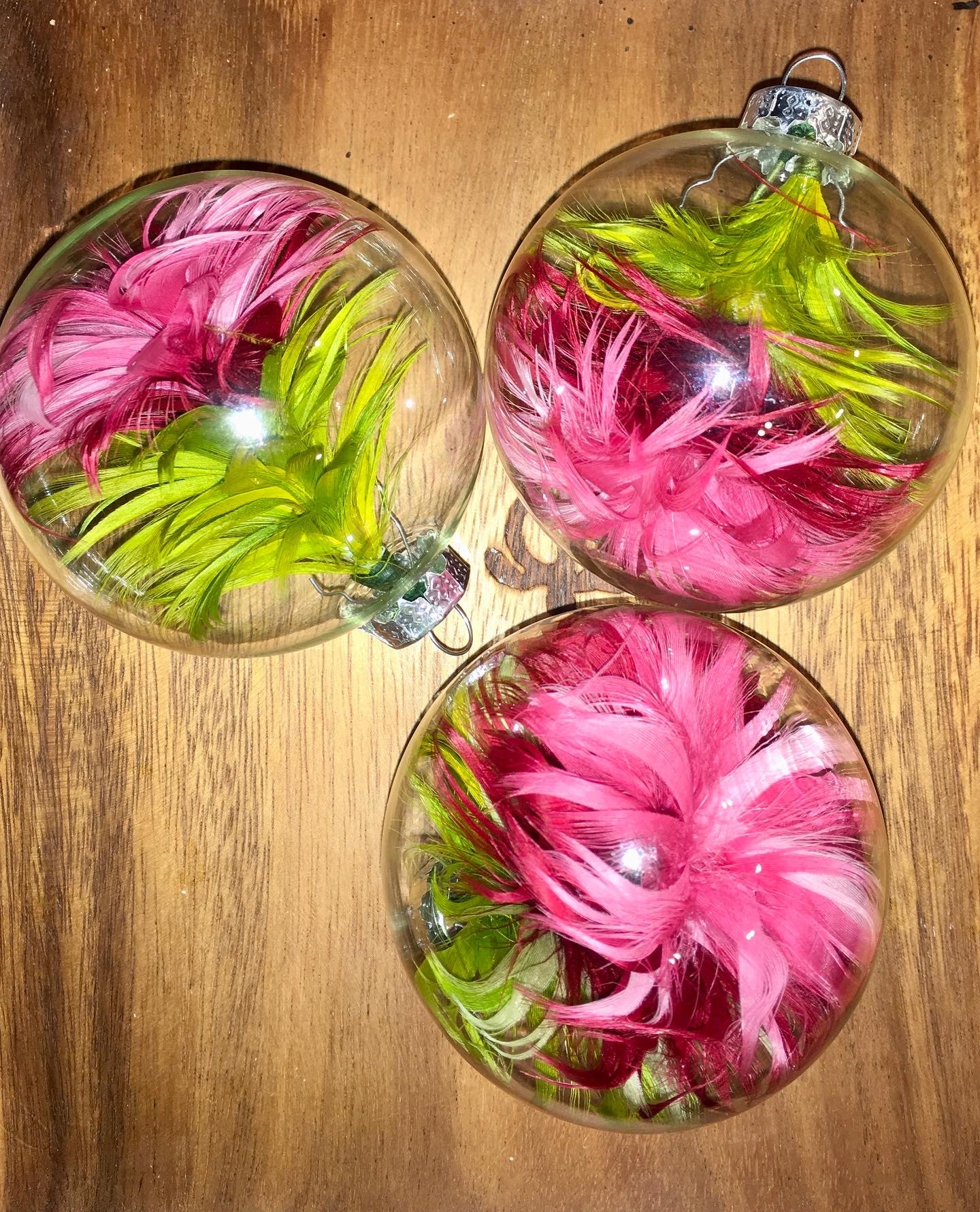 Christmas ornaments with feathers Oct 27