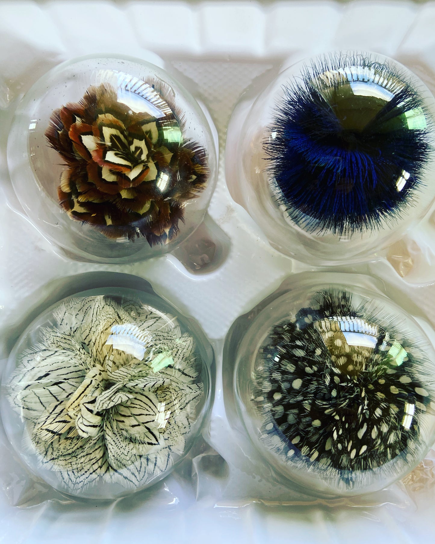 Christmas ornaments with feathers Oct 27