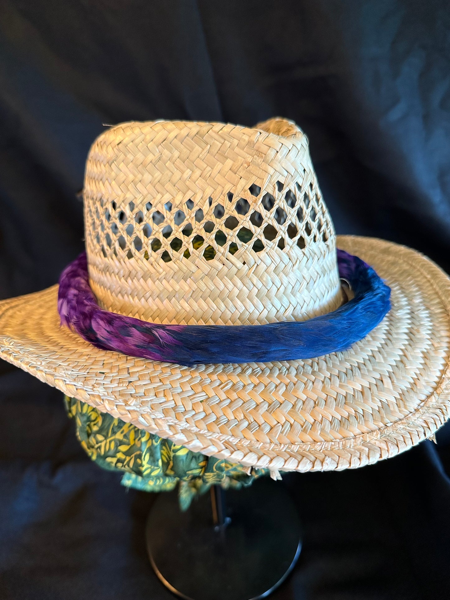Purple and Navy Blue Lei Hulu (feather lei) Ekolu (2nd cut)