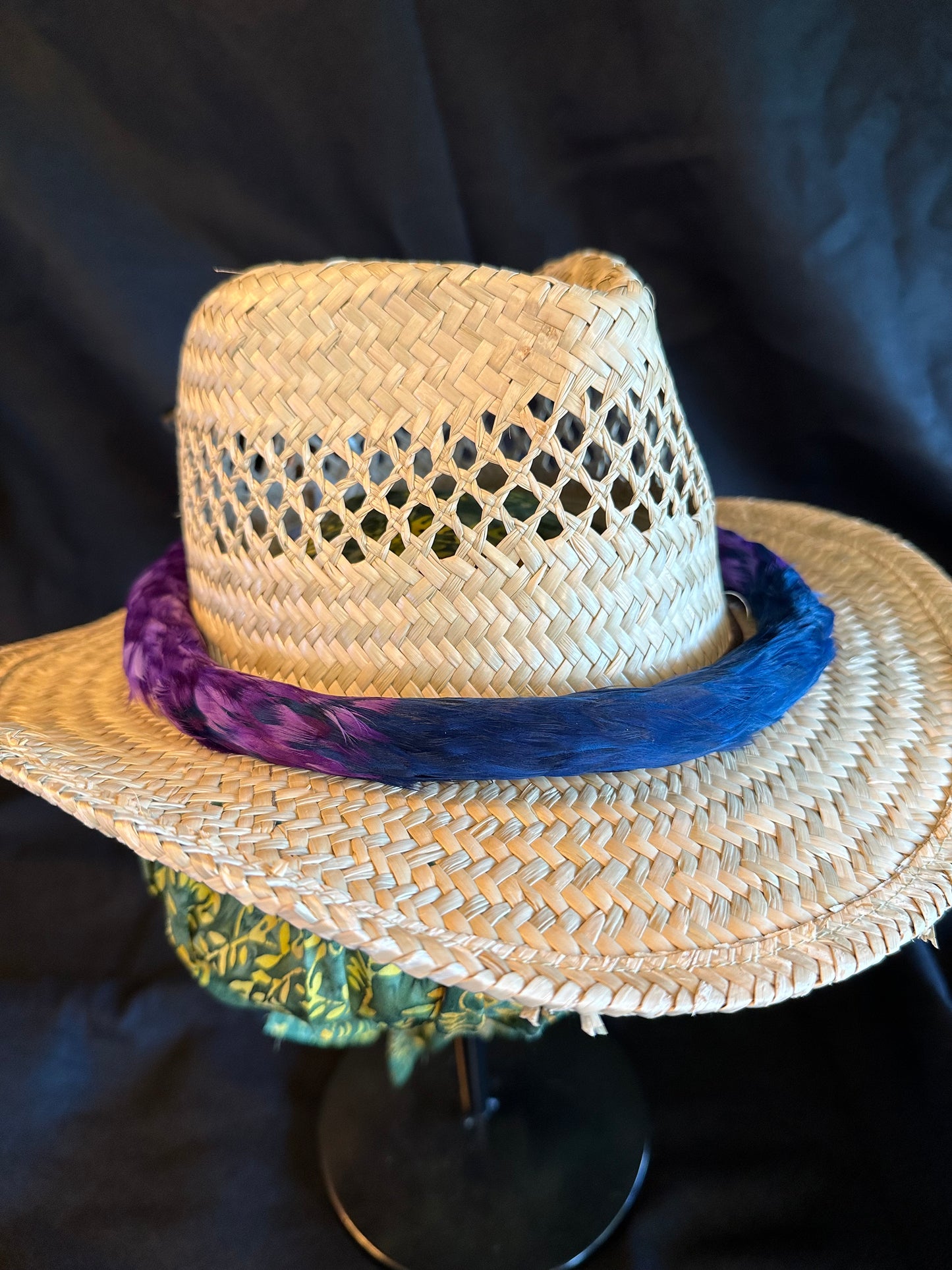 Purple and Navy Blue Lei Hulu (feather lei) Ekolu (2nd cut)