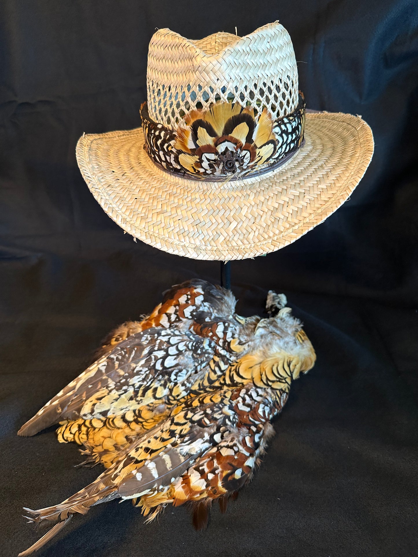 Reeves Paniolo (Cowboy) style Humu Papale (feather hatband)