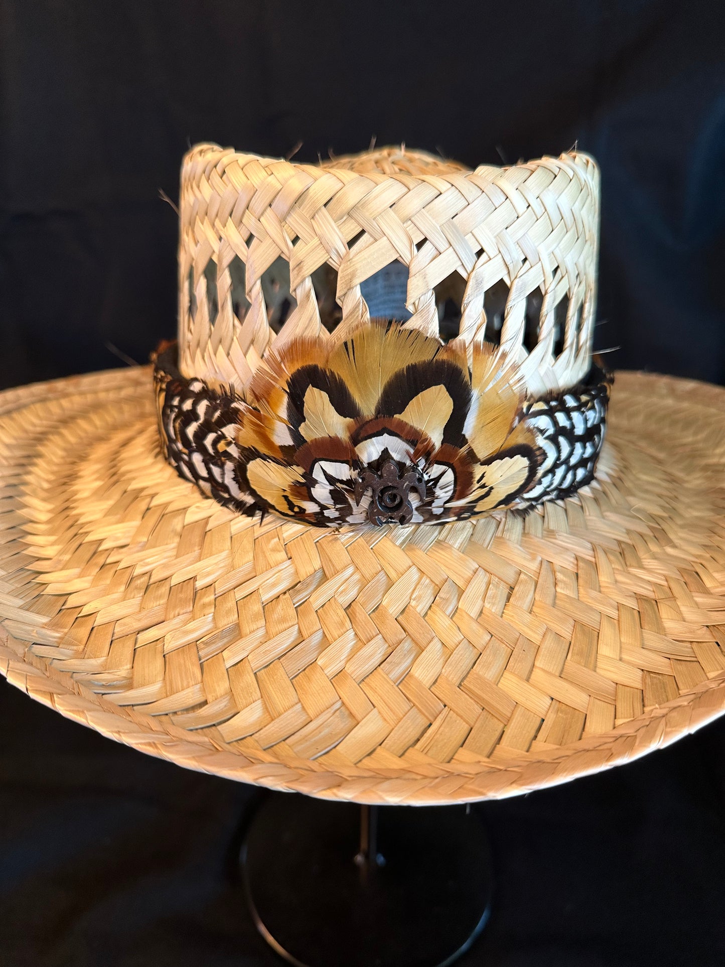 Reeves Paniolo (Cowboy) style Humu Papale (feather hatband)