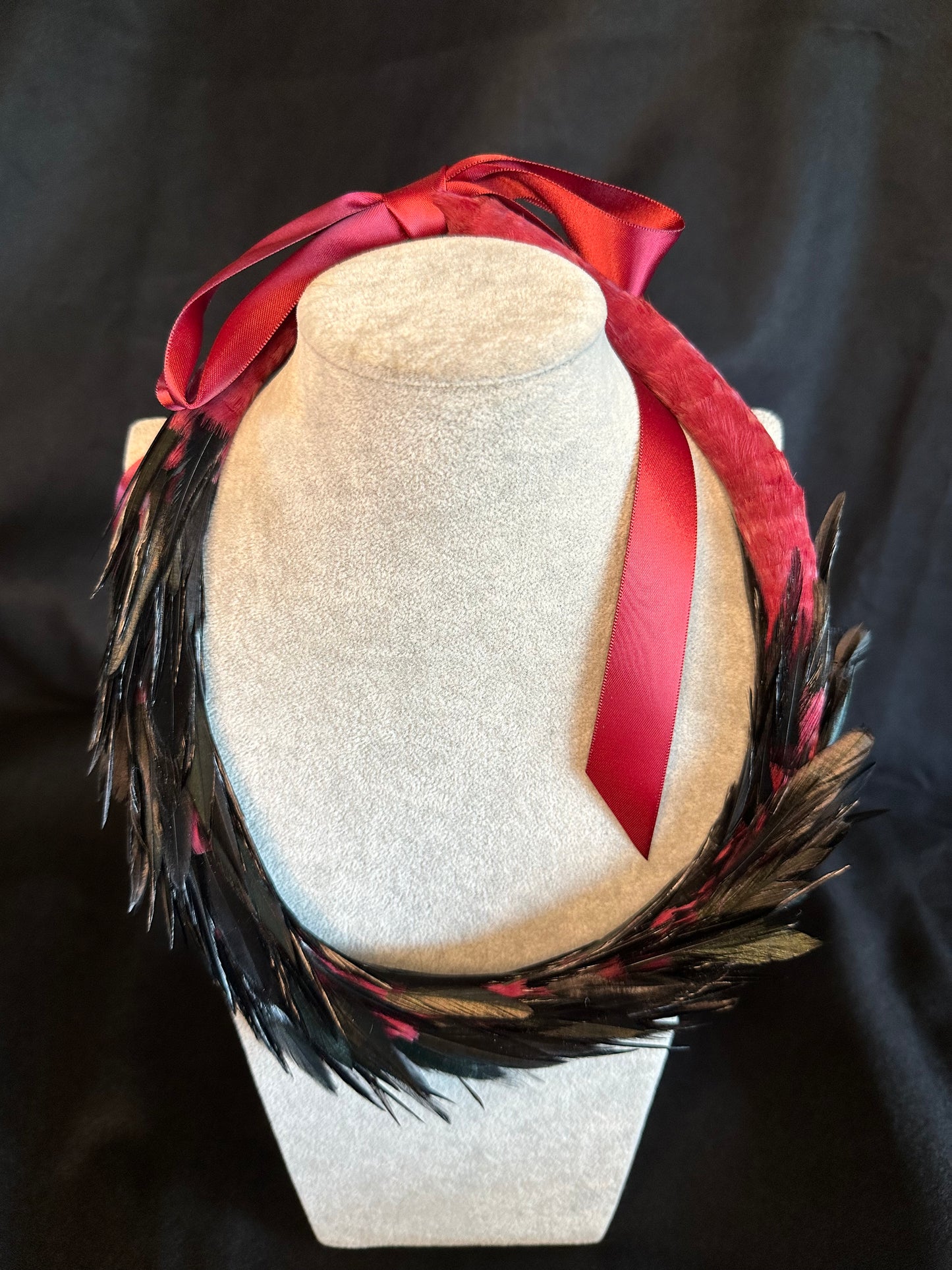 Asymmetric Burgundy w/ Black Rooster Lei Hulu