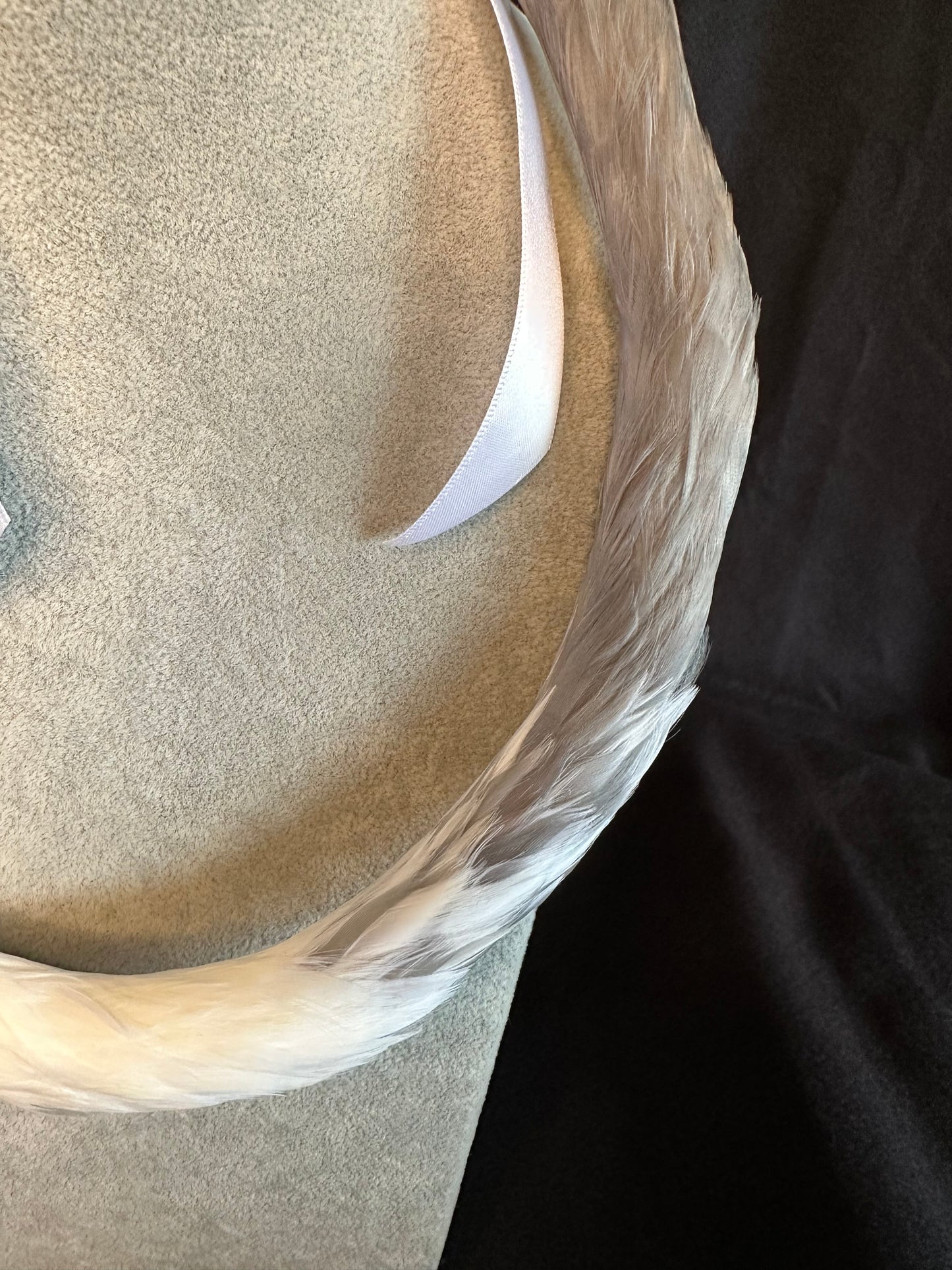 Gray and White 2nd cut Lei Hulu (feather lei)