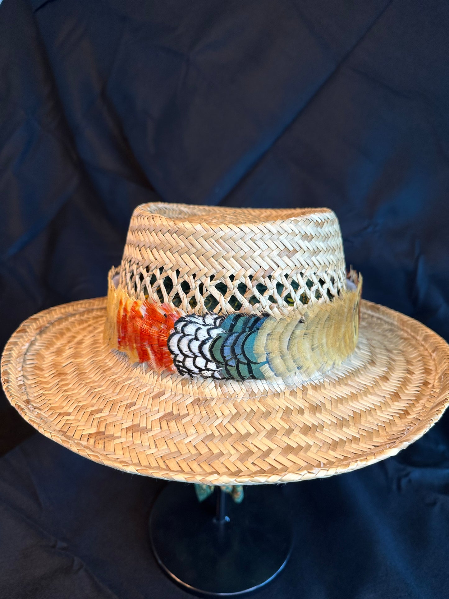 24-1/2" Lady Amherst Pheasant humu papale (feather hat band)
