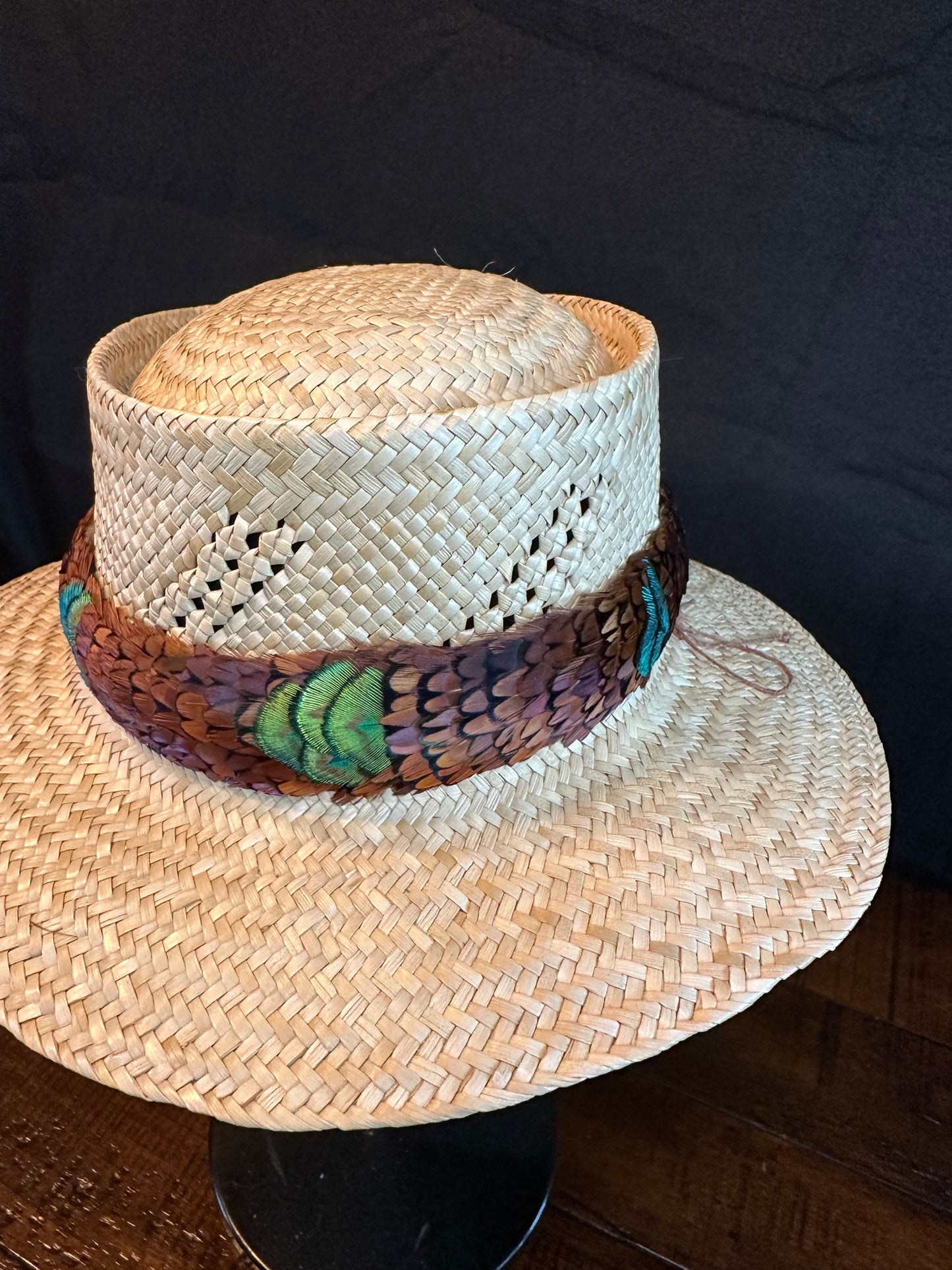 Brown Ringneck Pheasant with Gold Peacock accents humu papale