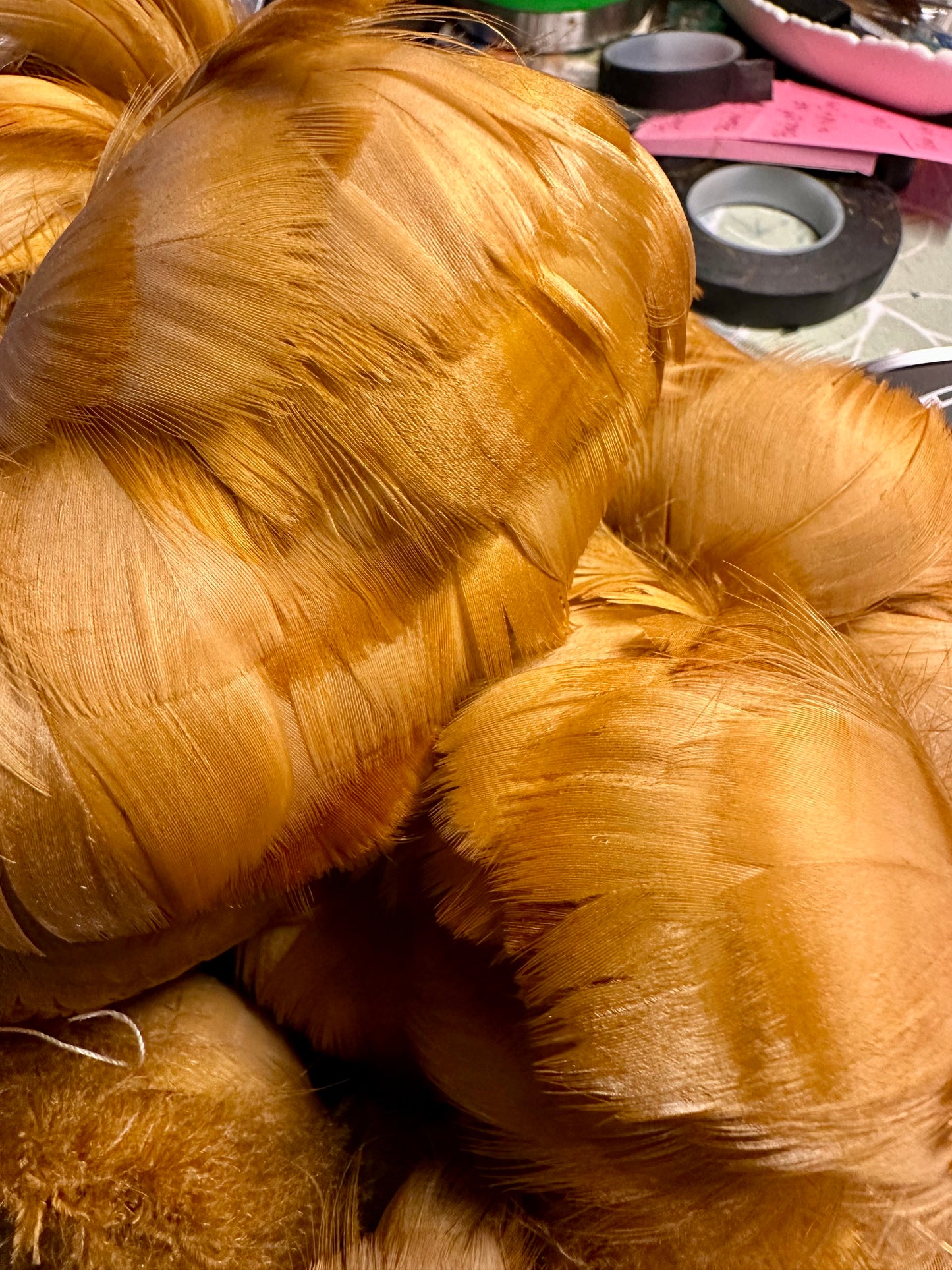 Custom-dyed Brown & Gray Goose Coquille Feathers