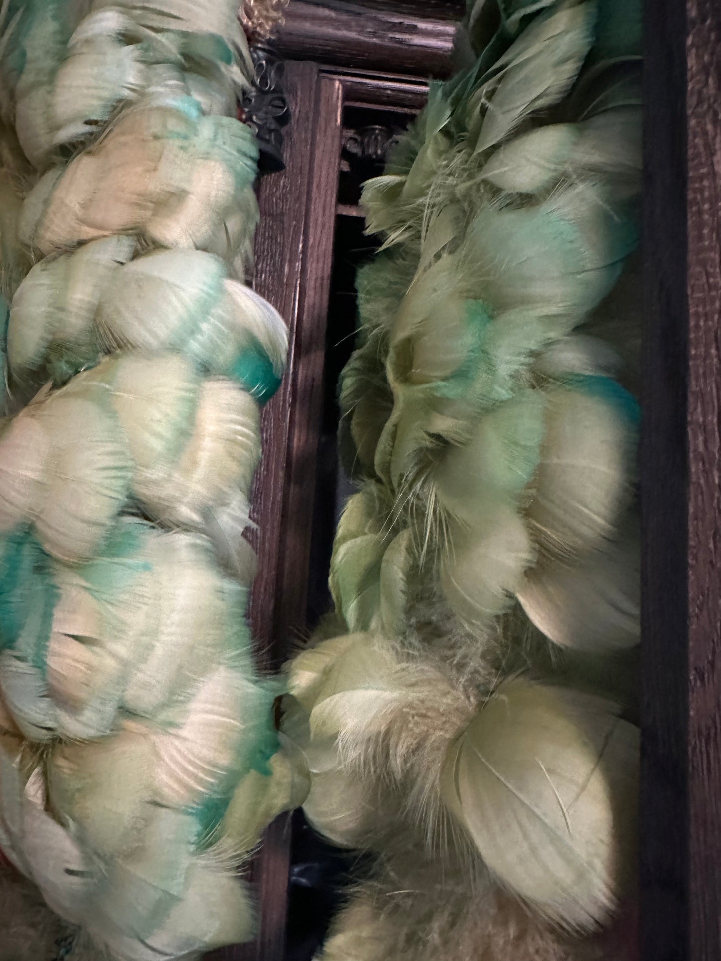 Custom-dyed Green Goose Coquille Feathers