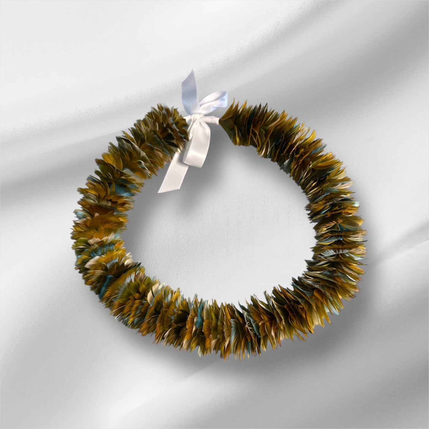 22-1/2' Multicolored custom-dyed goose PoePoe lei hulu (feather lei)