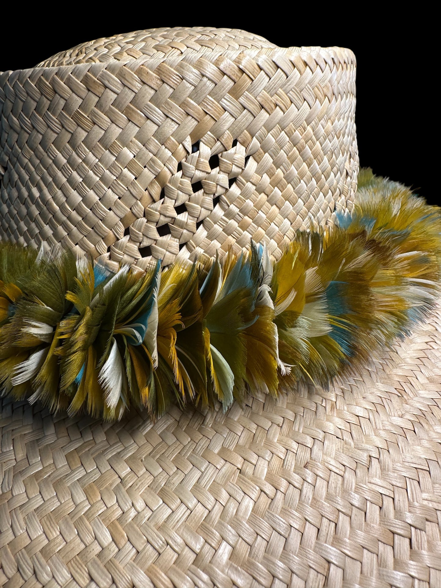22-1/2' Multicolored custom-dyed goose PoePoe lei hulu (feather lei)