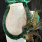 Emerald green with Peacock eye and sword Flair lei hulu kamoe (feather lei)