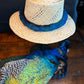 21" Blue Peacock Lei Kamoe (feather lei)
