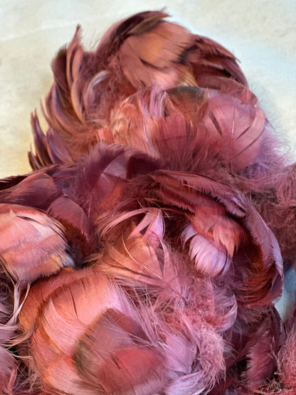 Custom-dyed Plums & Pink goose coquille feathers