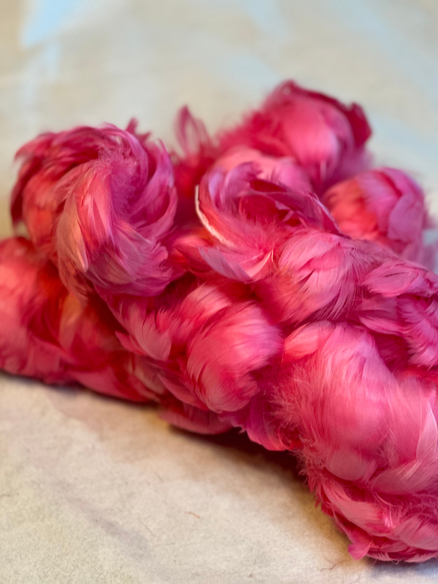 Custom-dyed Plums & Pink goose coquille feathers