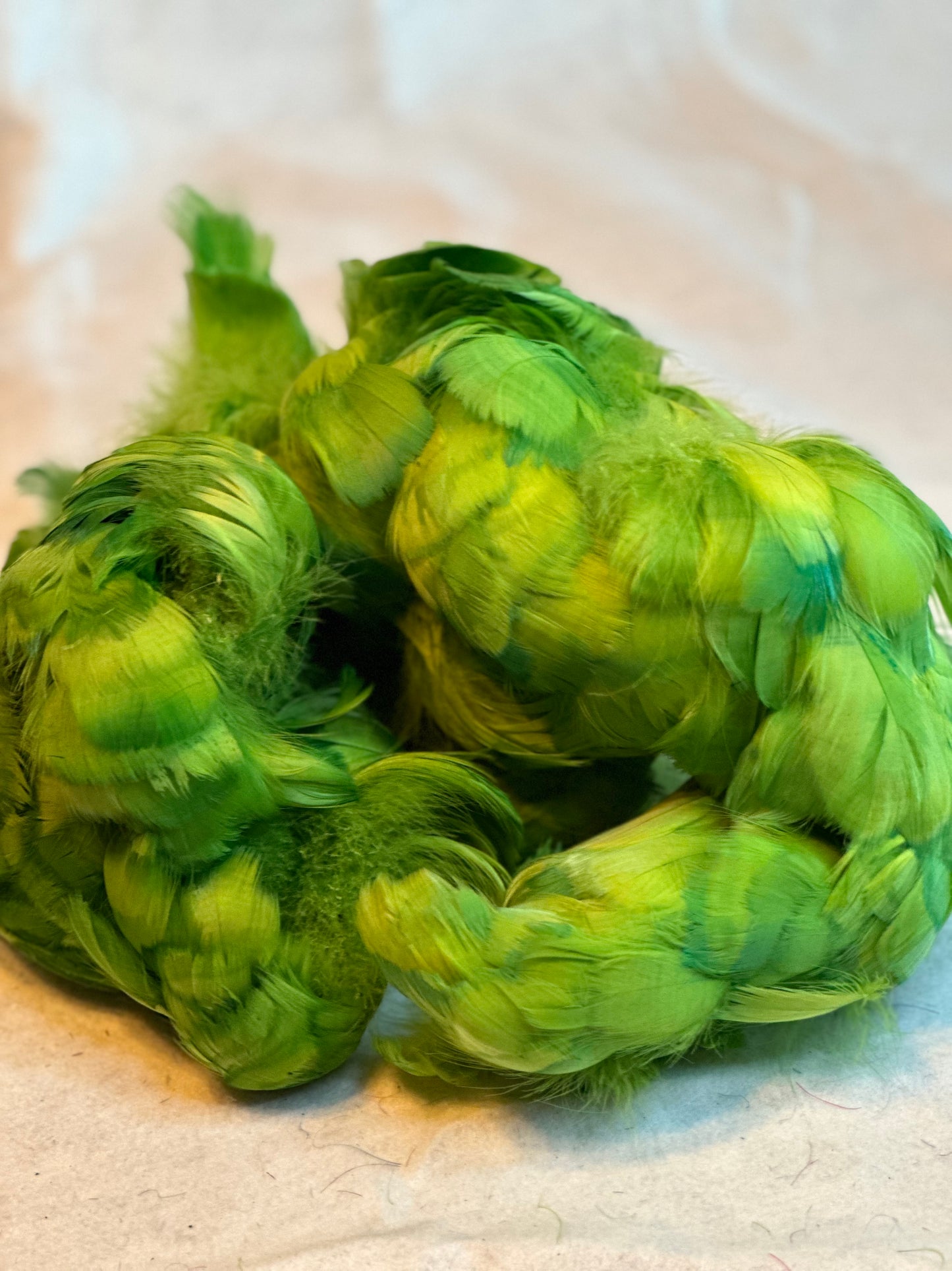 Custom-dyed Green Goose Coquille Feathers