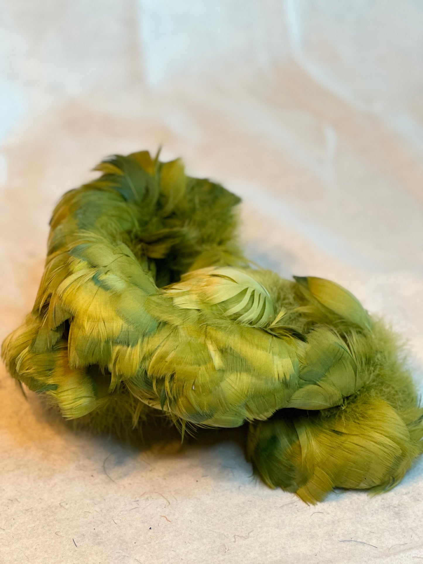 Custom-dyed Green Goose Coquille Feathers