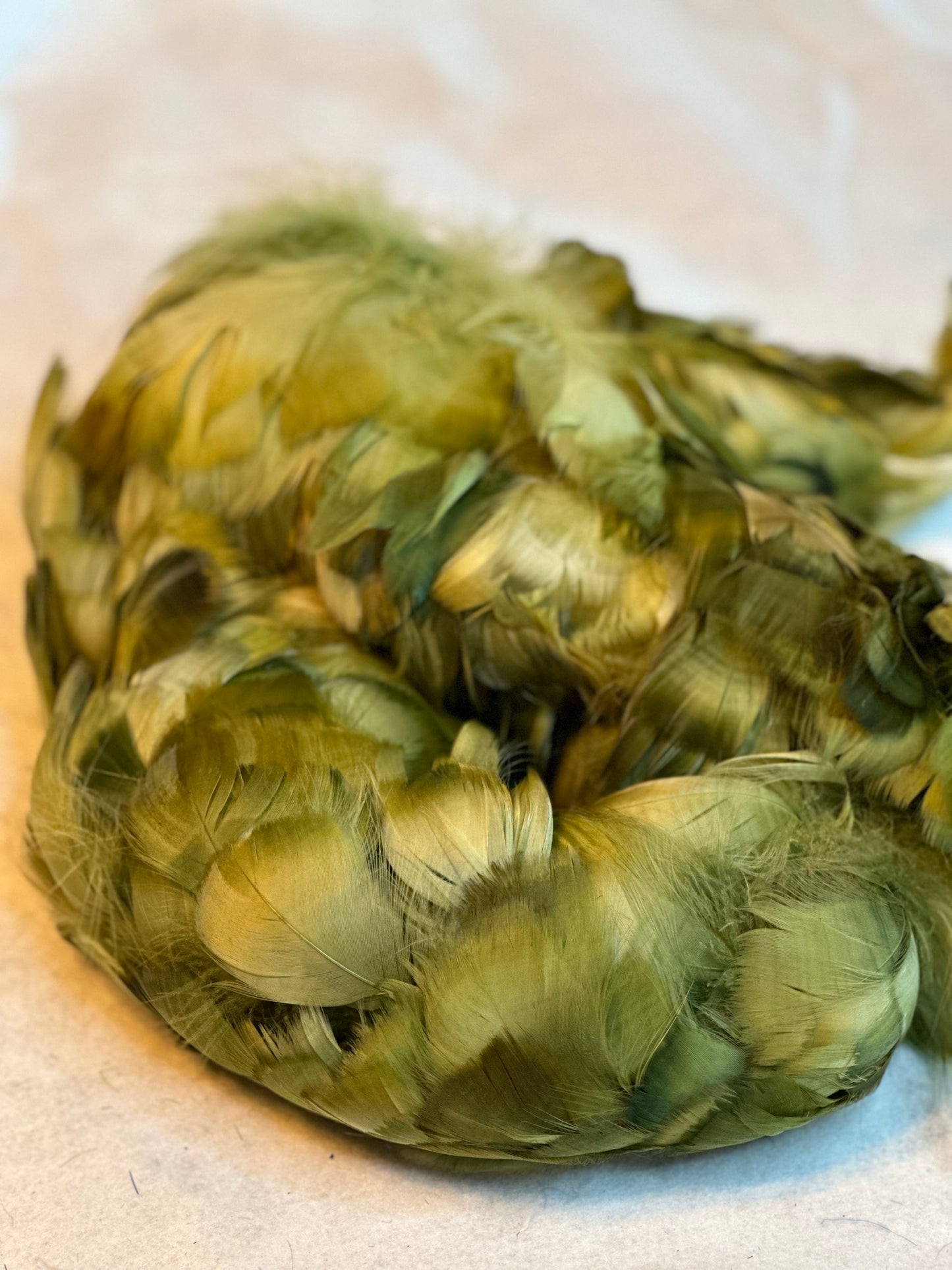 Custom-dyed Green Goose Coquille Feathers