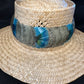 22-1/2" Lichen and teal humu papale (feather hat band) with peacock accent