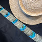 22-1/2" Lichen and teal humu papale (feather hat band) with peacock accent