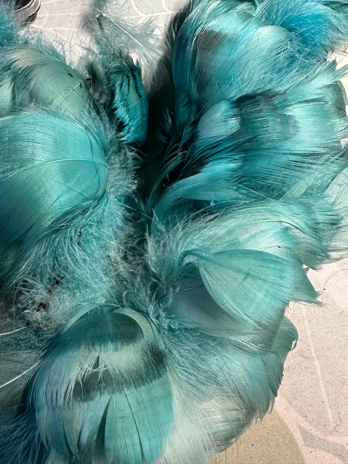 Custom-dyed Blues & Purple Goose Coquille feathers