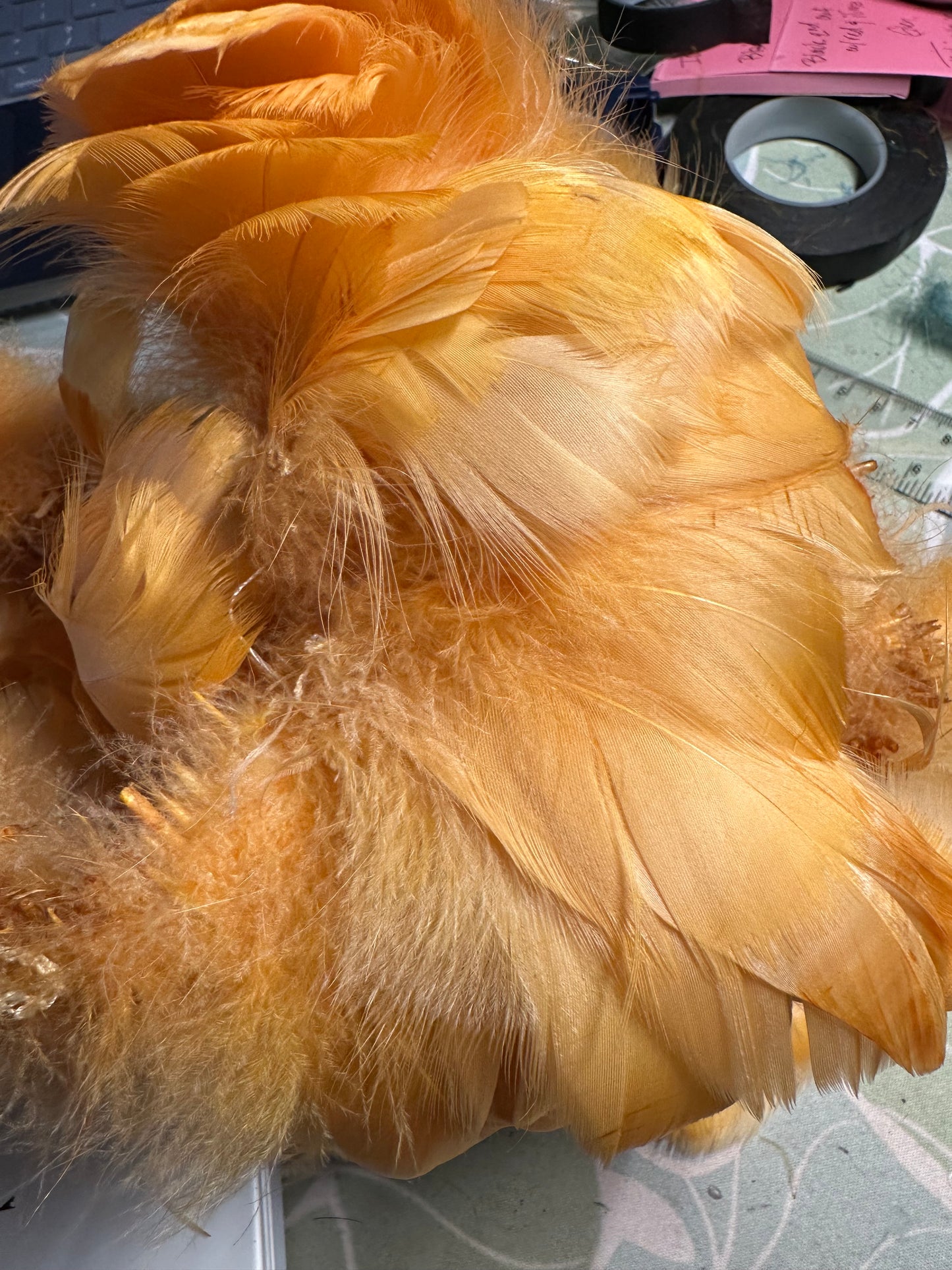 Custom-dyed Yellow & Orange Goose Coquille Feathers