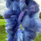 Custom-dyed Blues & Purple Goose Coquille feathers