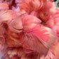 Custom-dyed Plums & Pink goose coquille feathers