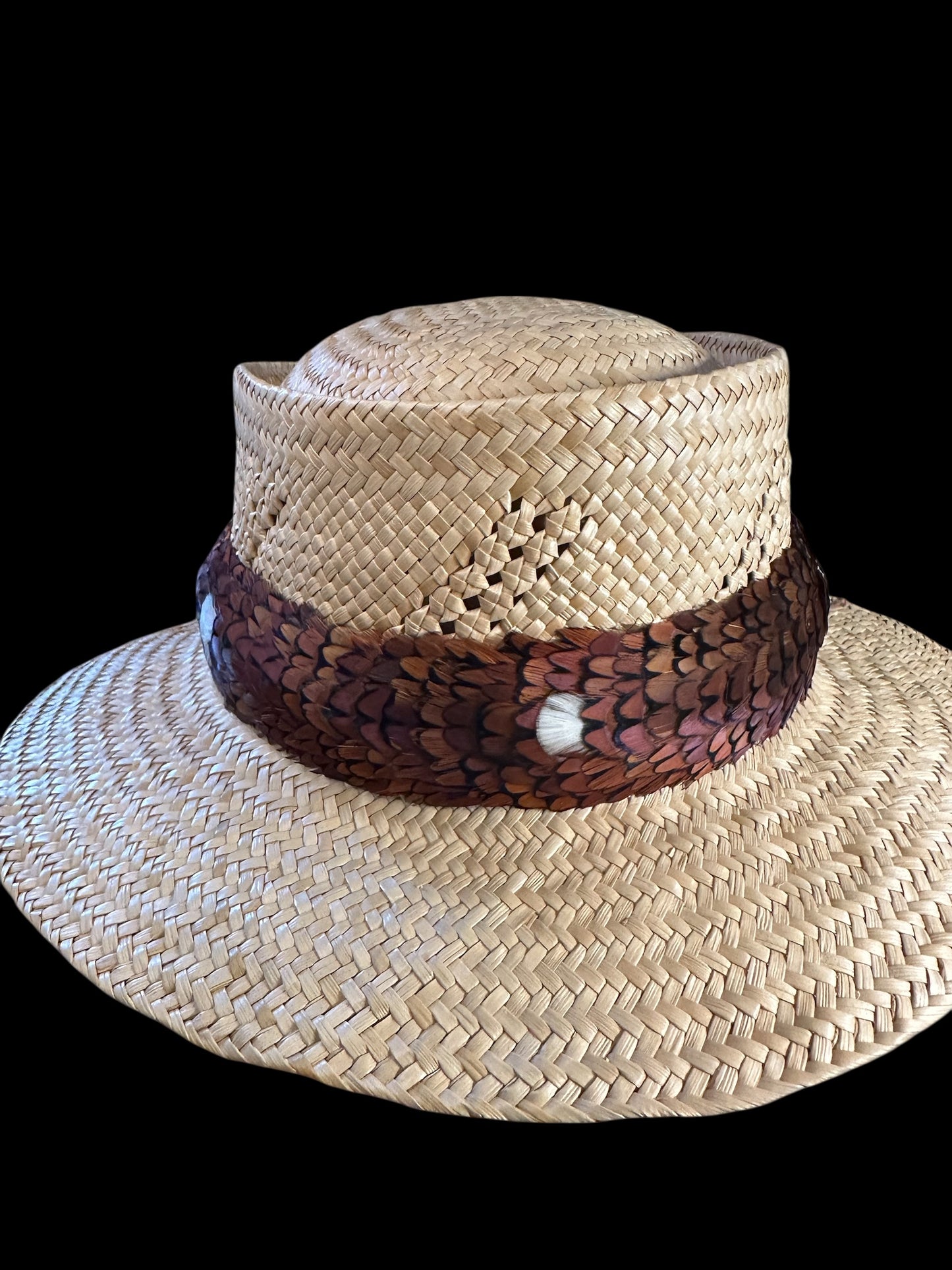 24" Ringneck pheasant hearts humu papale (feather hat band)