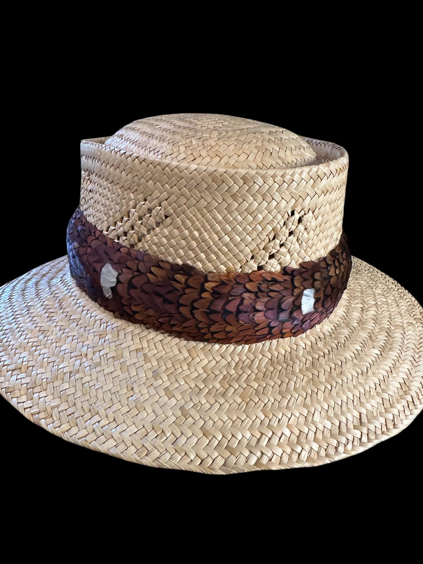 24" Ringneck pheasant hearts humu papale (feather hat band)