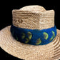 24" Peacock Blue w/gold pauku humu papale (feather hat band)