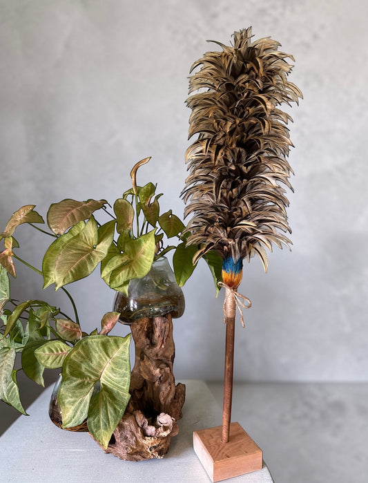 Kahili made from various rooster feathers