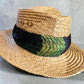 24" Melanistic pheasant w/gold peacock pauku humu papale (feather hat band)