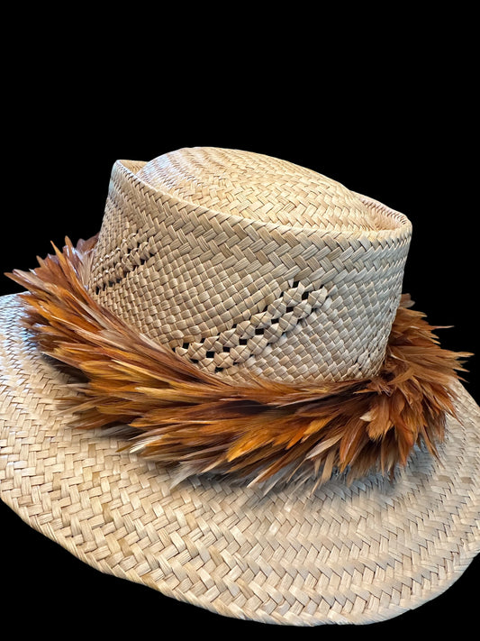 22" Red Rooster Hackle lei kamoe