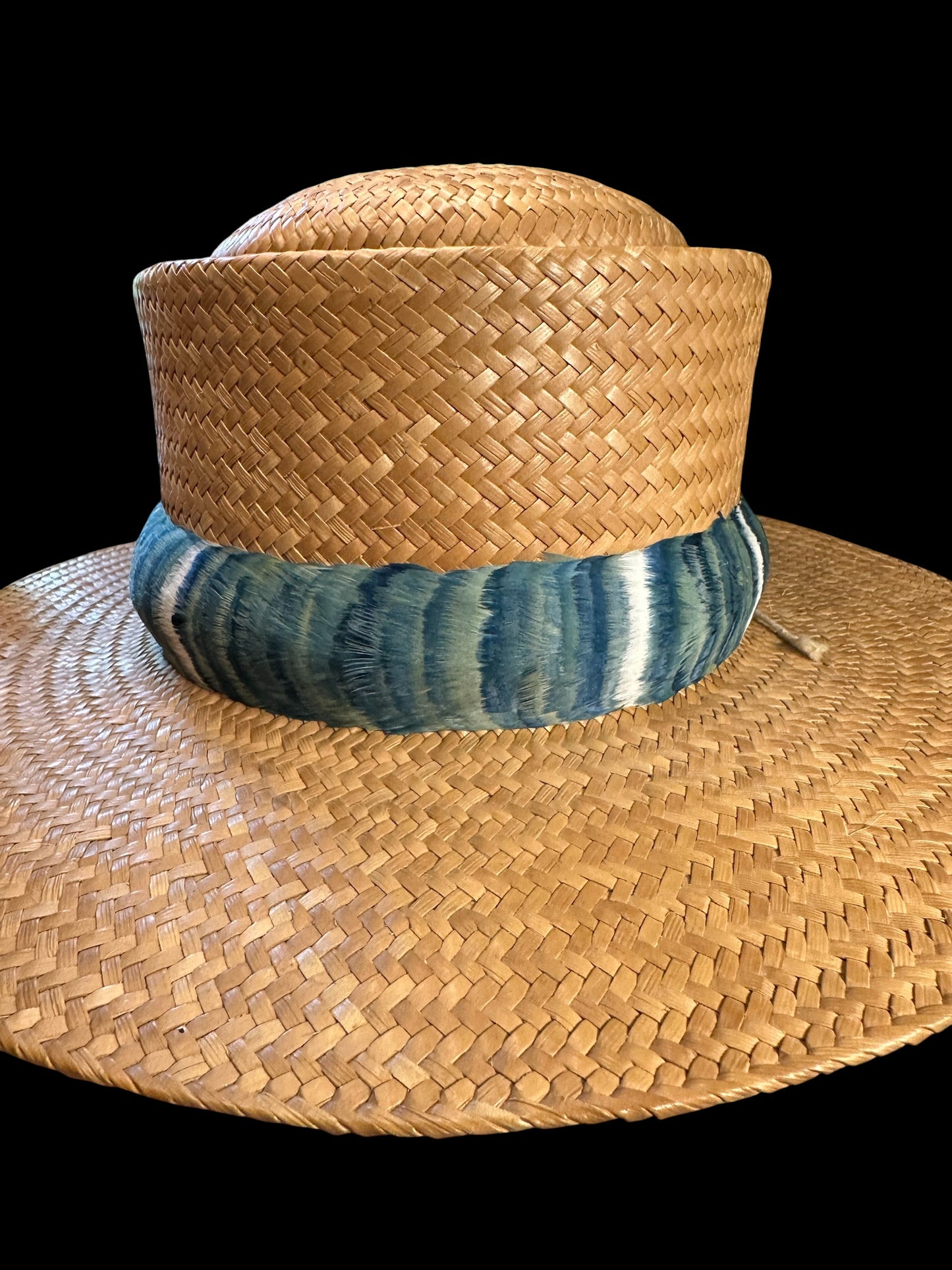 24" custom dyed goose in "sage" humu papale (feather hat band)
