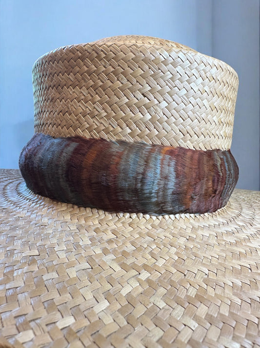 24" Brown and blue/gray goose coquille "fade" humu papale (feather hatband)