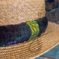 24" Melanistic pheasant w/gold peacock pauku humu papale (feather hat band)